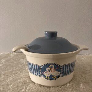 Vintage Geese w/Ribbons Soup Tureen w/Lid & Ladle